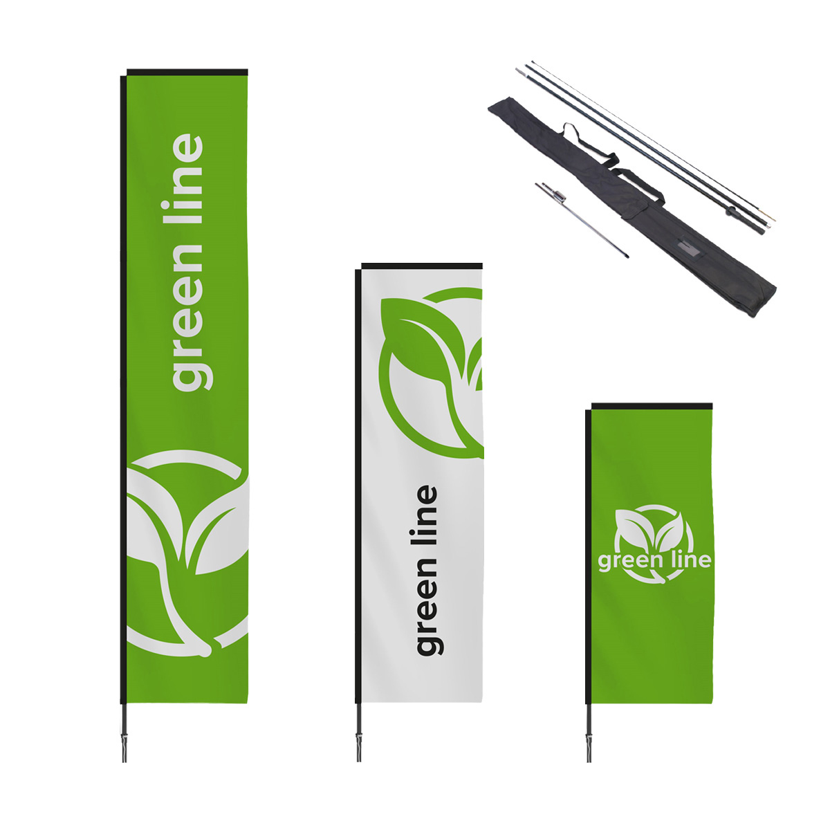 Beachflag H-shape (rPET) med spiker – Beachflagg