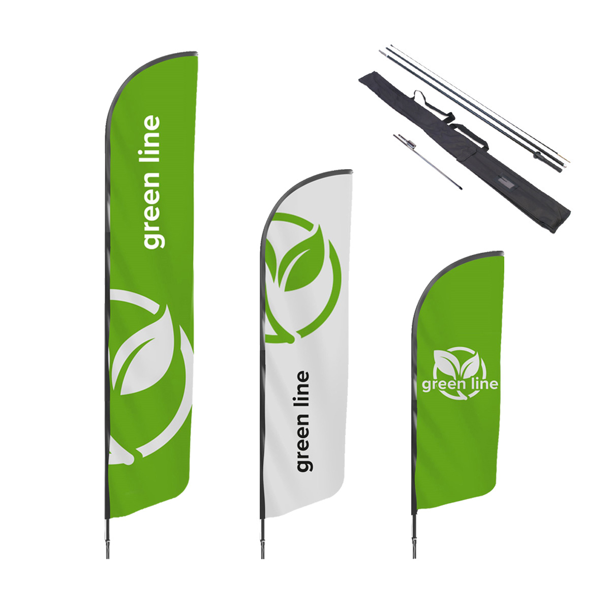 Beachflag Hai (rPET) med spiker – Beachflagg
