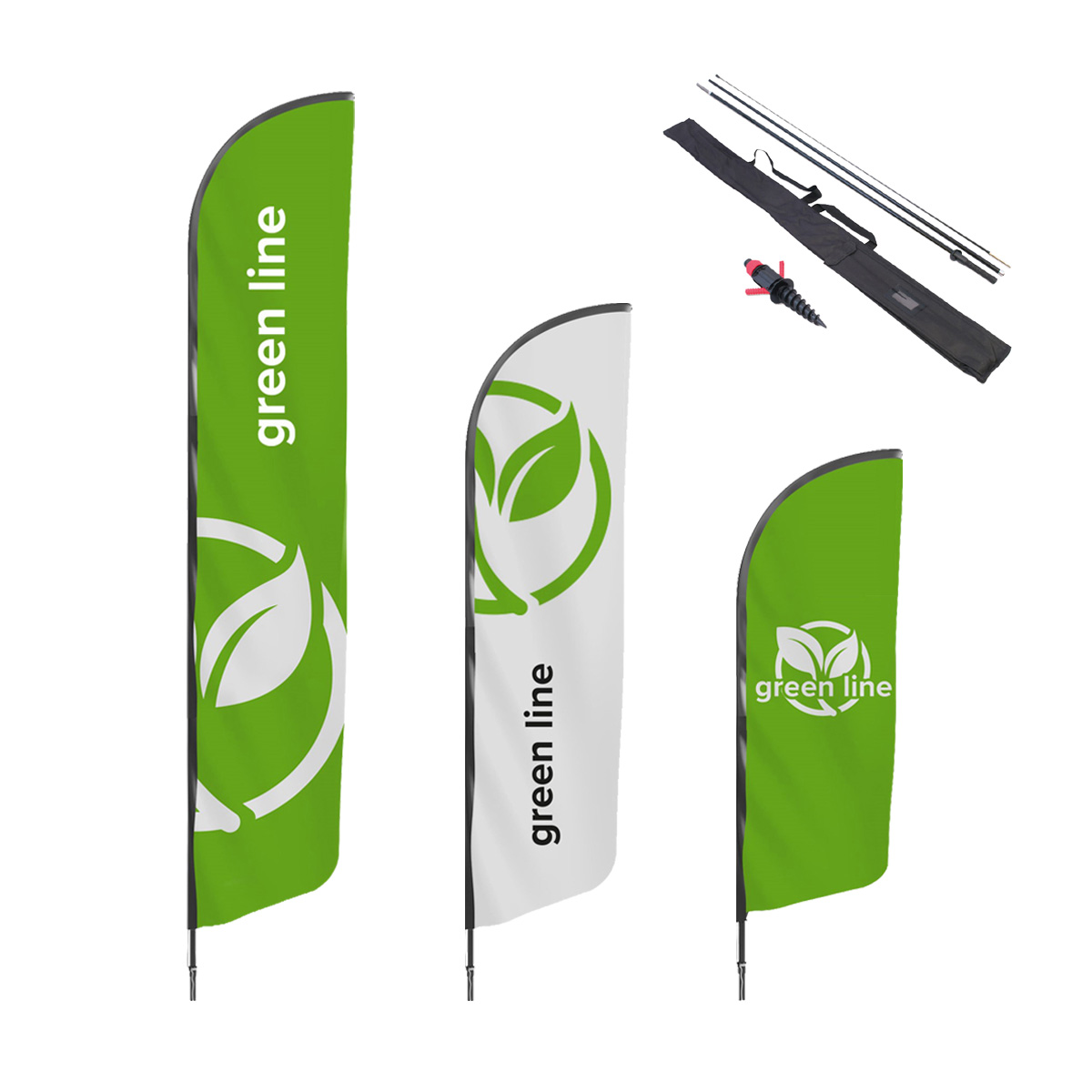 Beachflag Hai (rPET) med skrue – Beachflagg