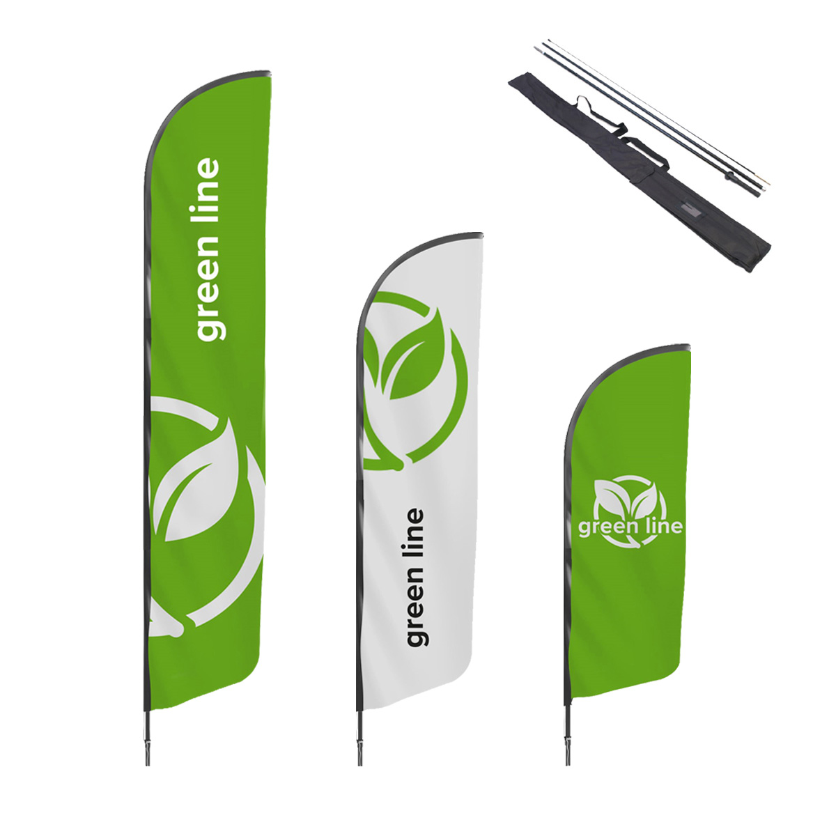 Beachflag Hai (rPET) med mast – Beachflagg